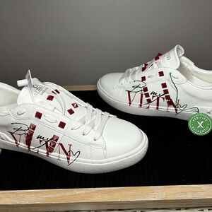 Valentino White and Red Sneakers